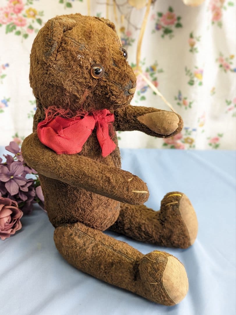 フランス アンティーク テディベア 34cm 1950年代 パッチワークあり