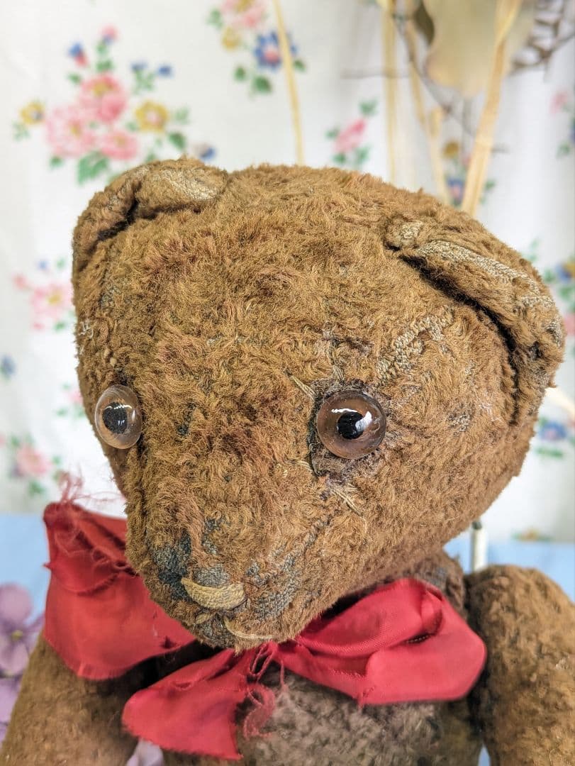 フランス アンティーク テディベア 34cm 1950年代 パッチワークあり