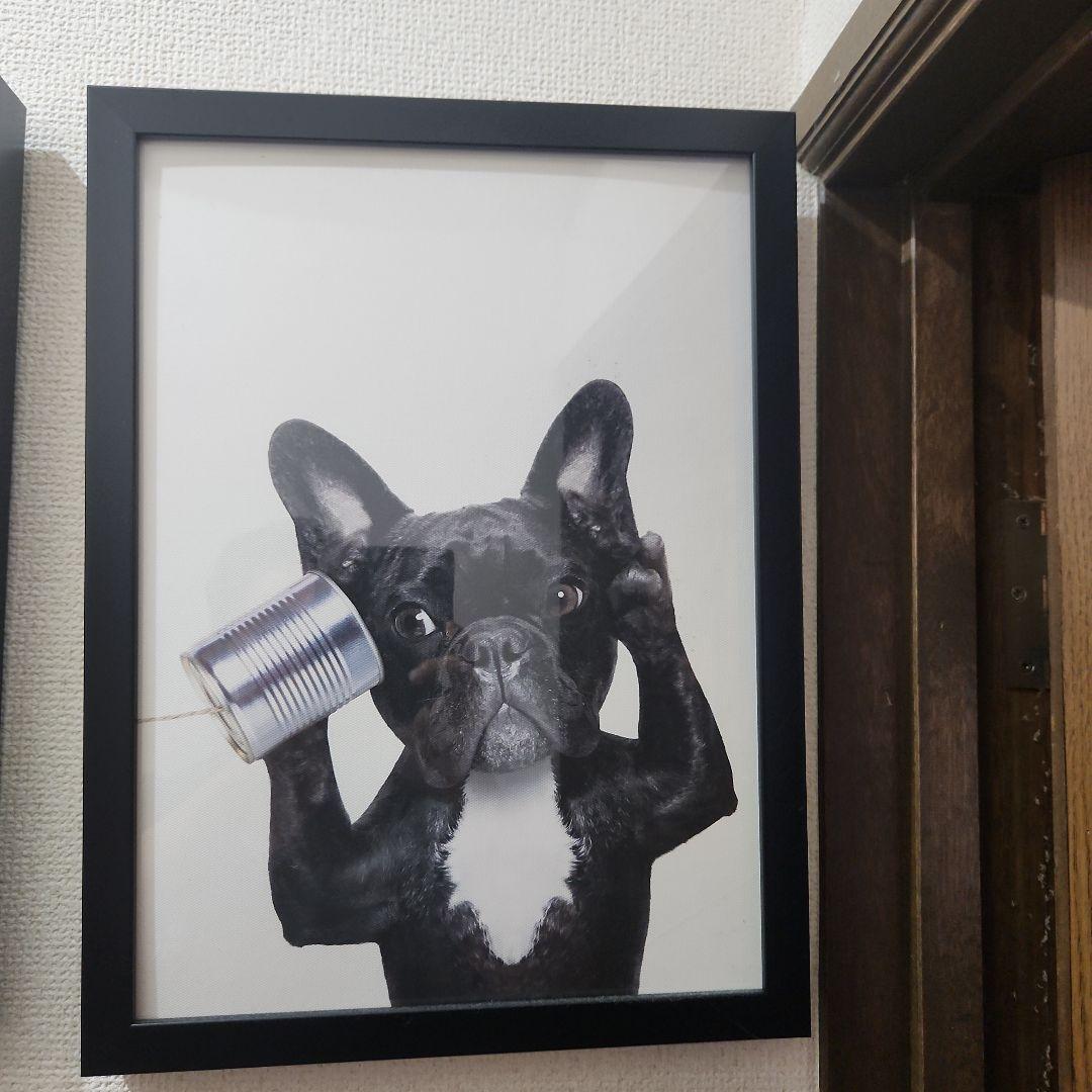 犬のイラスト アート作品 フレーム付き