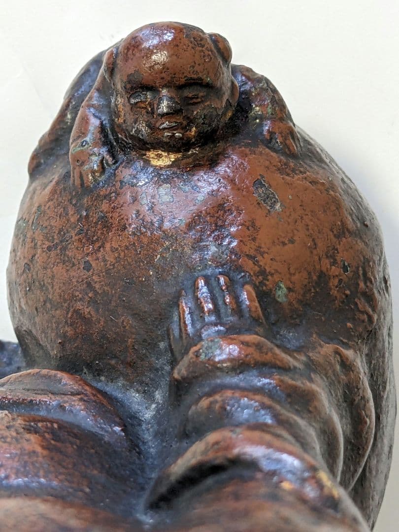 ♦時代物 置物飾り 江戸時代頃 唐子に布袋像？鉄製？備前焼置物 七福神 骨董品