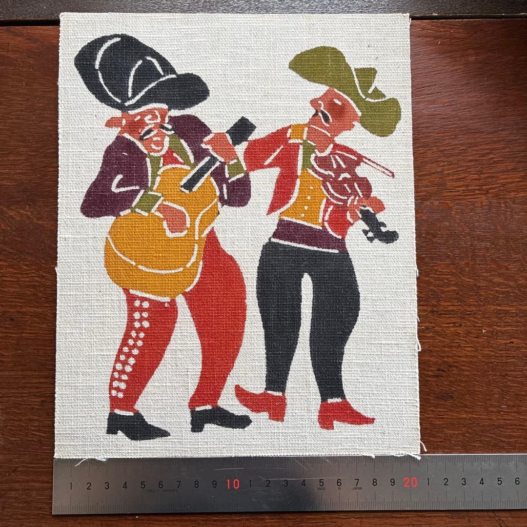 柚木沙弥郎　型染絵　ギター&バイオリン