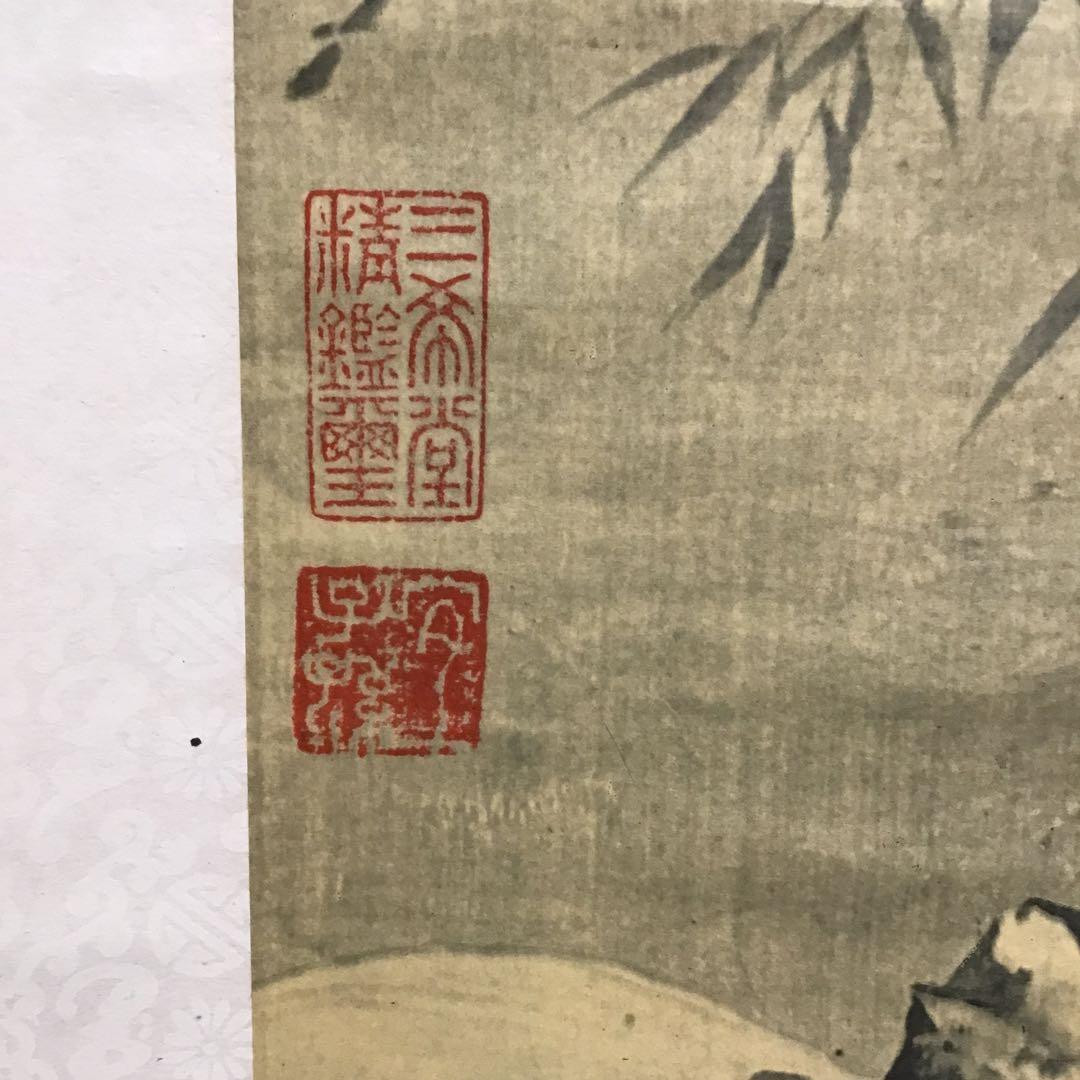 K茶道具　掛軸　「梅花の図」(五清図)印刷？　作者不明　配送用桐箱　S179KJ