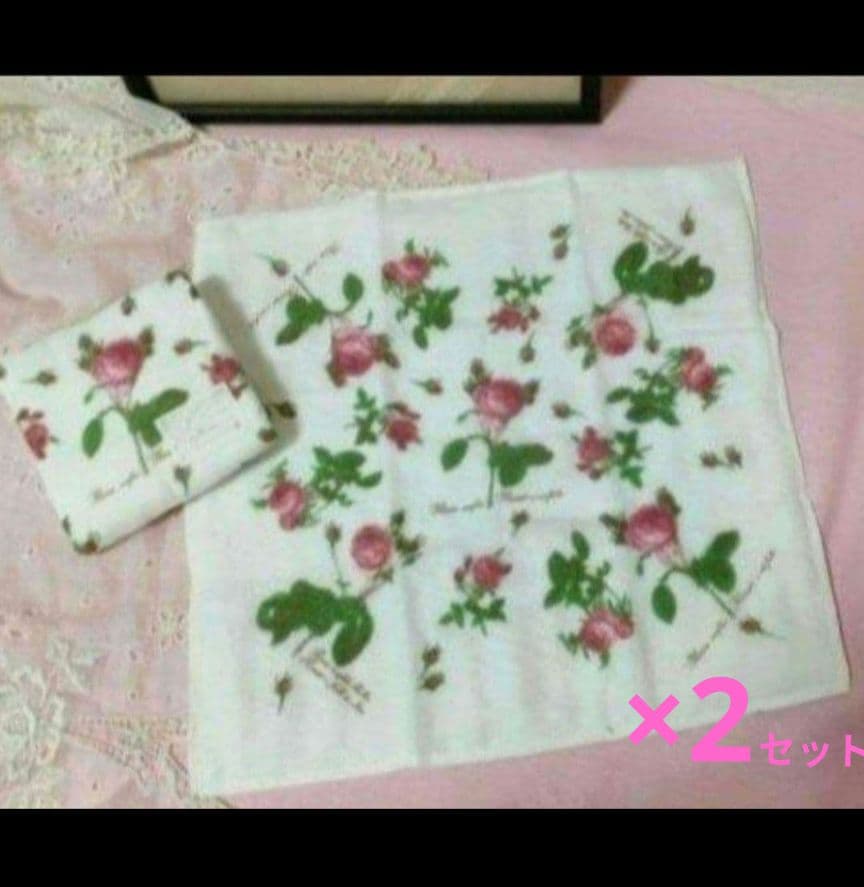 1761:ご成約予定品♥薔薇・イマン好き!　薔薇のフェイスタオル　新品・未使用