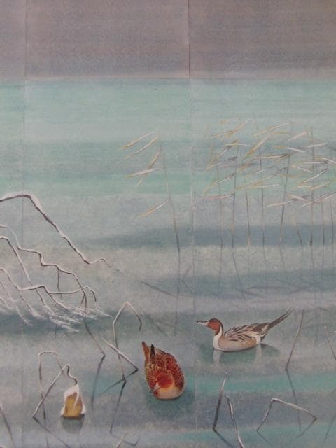 西村昭二郎、【雪の池】、希少な額装用画集より、新品額装付、状態良好