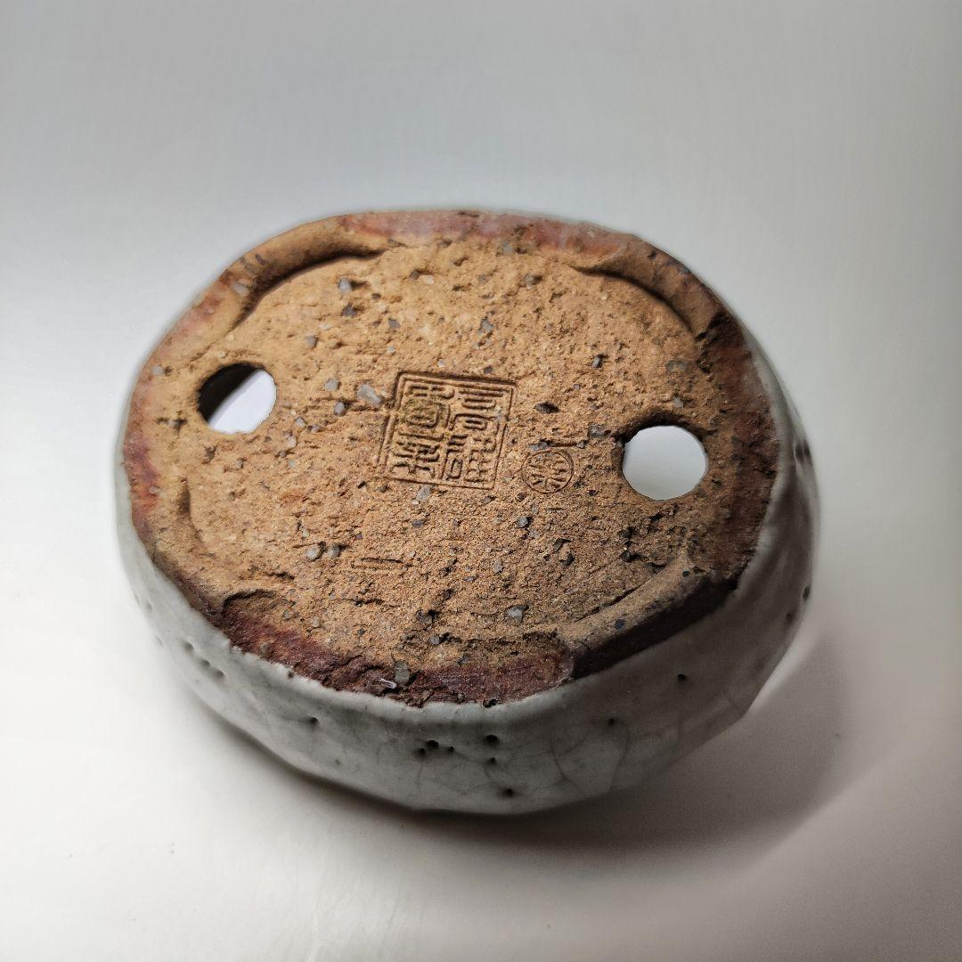 高雄香葉　白釉切脚楕円鉢