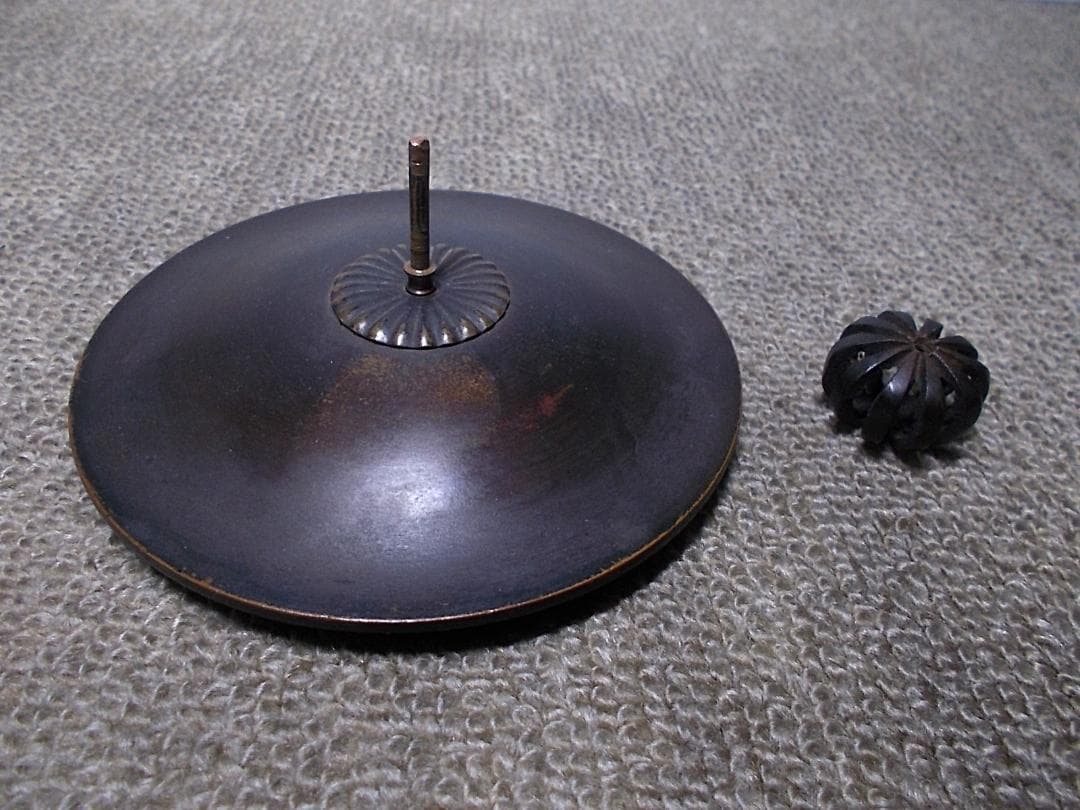 茶道具 風炉釜セット 茶釜 釜環 未使用五徳 重厚唐銅面取風炉 送料込み