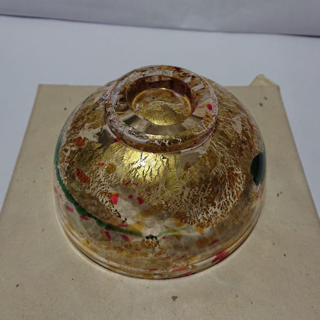 作家物カガミクリスタル各務満作硝子金粉箔抹茶茶碗