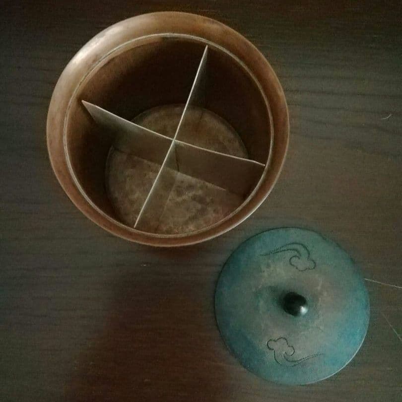 鎚起銅器　玉川堂　良寛書　蓋物　小物入れ　煎茶道具　和骨董アンティーク1980年