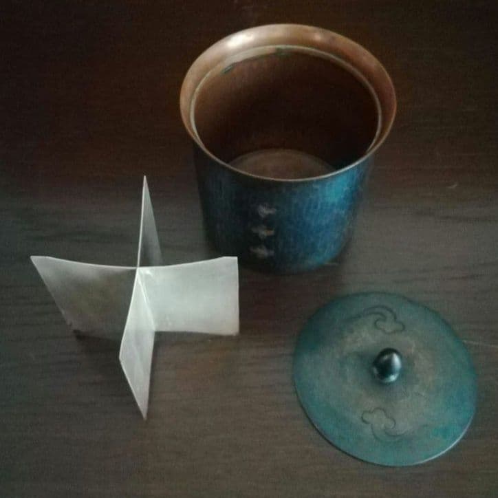 鎚起銅器　玉川堂　良寛書　蓋物　小物入れ　煎茶道具　和骨董アンティーク1980年