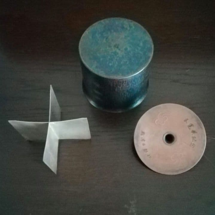 鎚起銅器　玉川堂　良寛書　蓋物　小物入れ　煎茶道具　和骨董アンティーク1980年