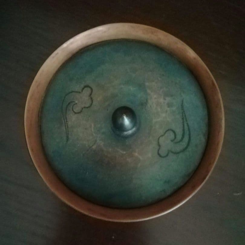 鎚起銅器　玉川堂　良寛書　蓋物　小物入れ　煎茶道具　和骨董アンティーク1980年