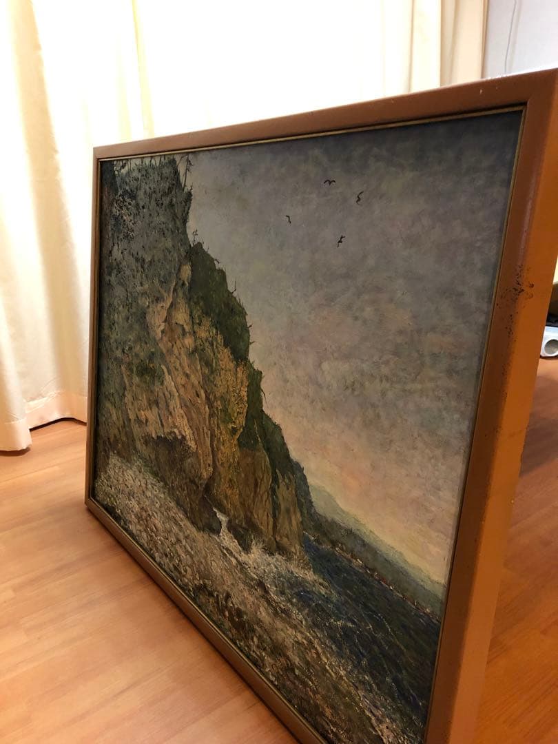 油彩画　　題名　絶壁の高浜海岸