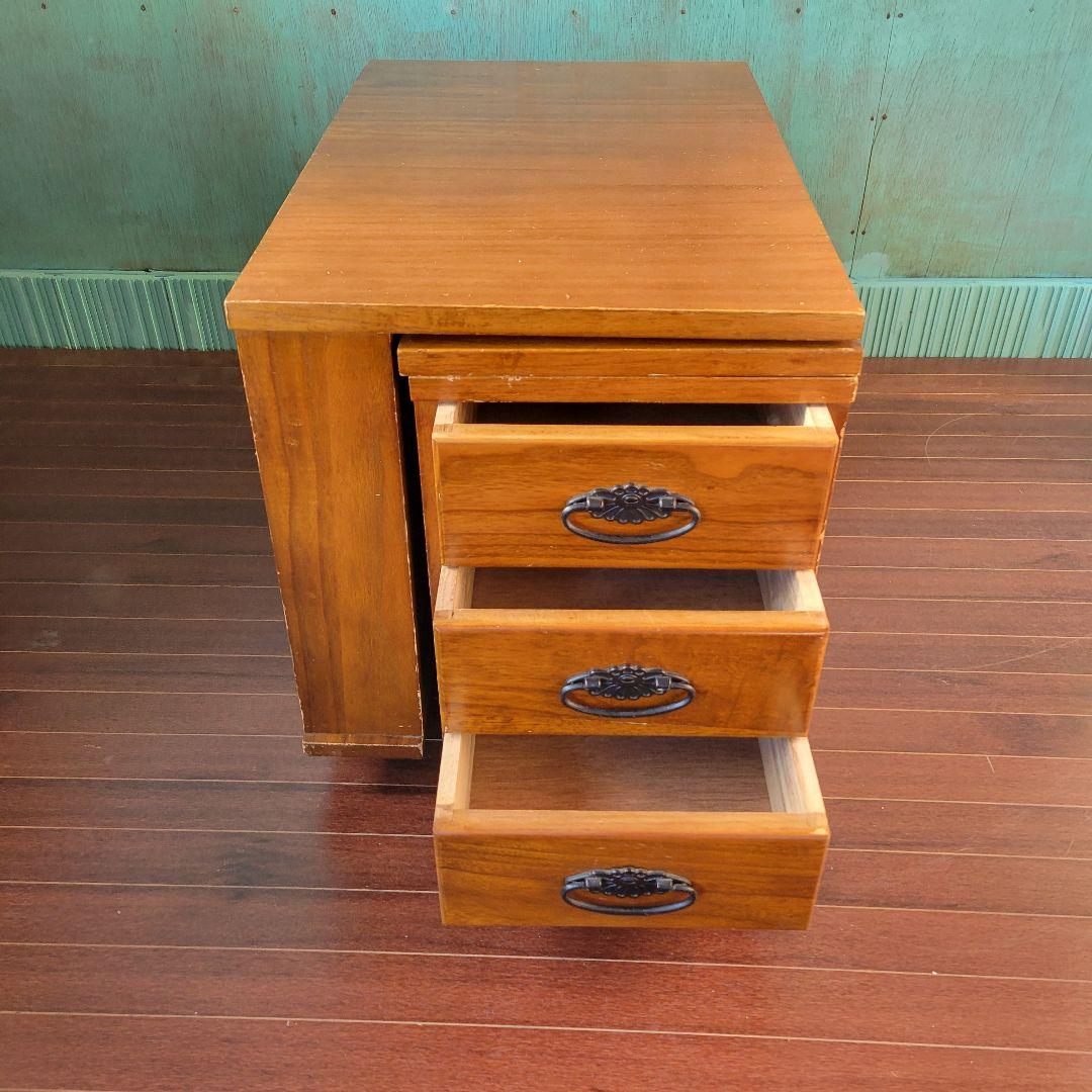 昭和レトロ 木製 伸縮 文机 ローテーブル 引き出し付き