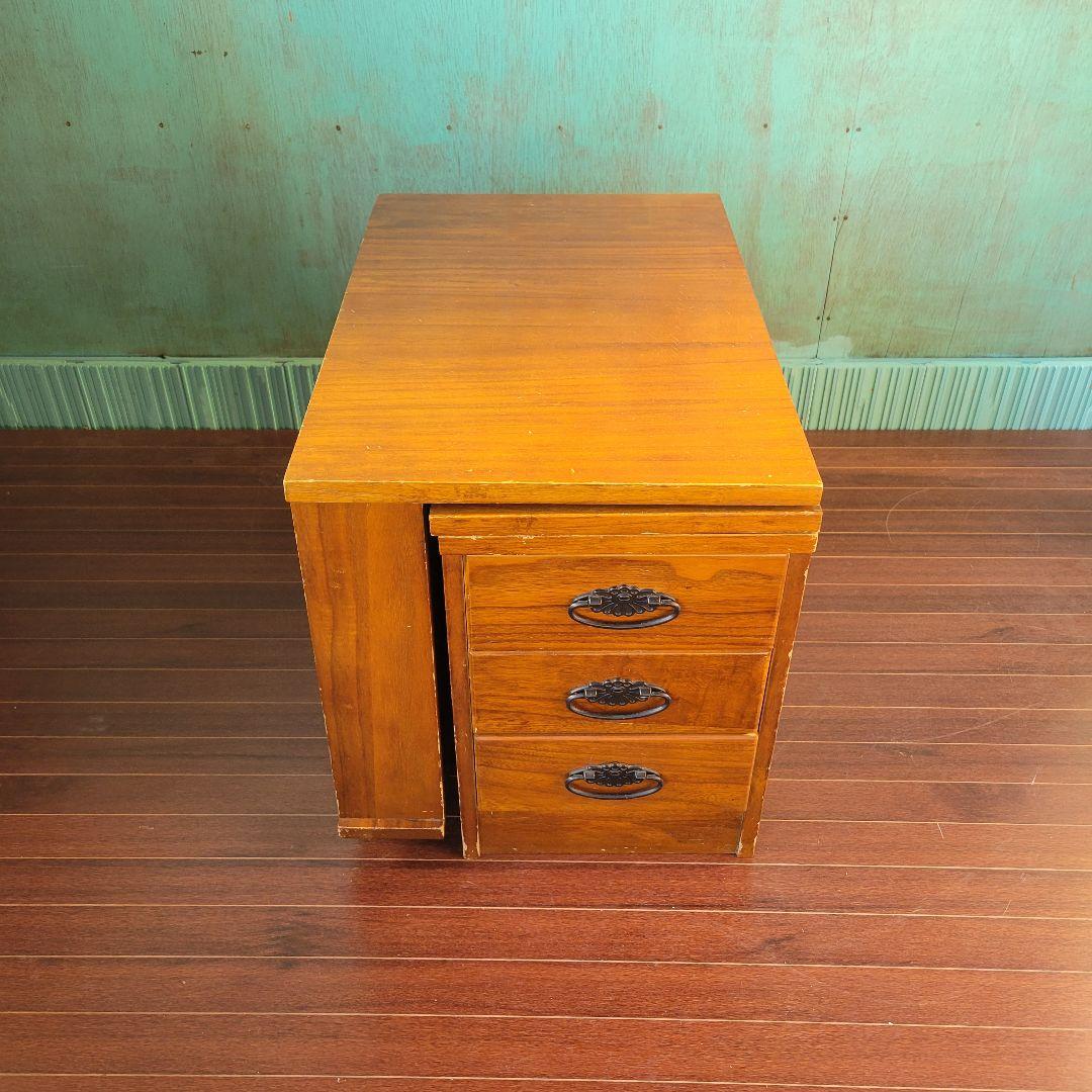 昭和レトロ 木製 伸縮 文机 ローテーブル 引き出し付き