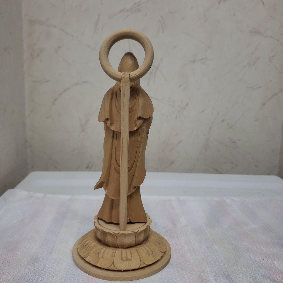 Ｂフライデー蔵出し特価　優しい仏像★ヒバ材 慈母観音菩薩像4.5寸立★約22cm