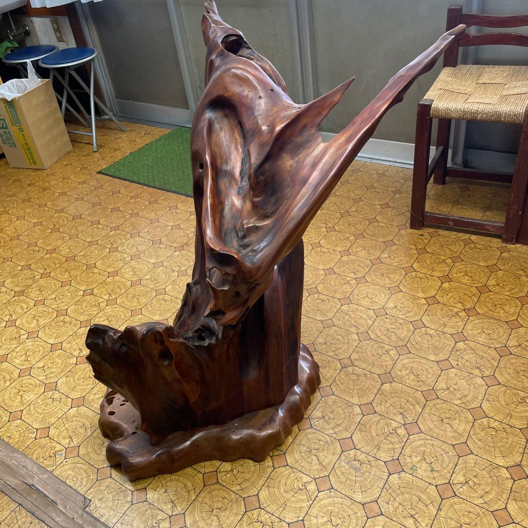 屋久杉　ダークブラウン 木製彫刻 自然形状