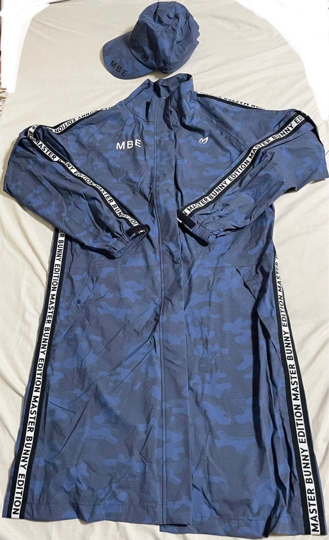 ◼️マスターバニー　レインコート　半袖　長袖レインウェア 迷彩 完売品 M ブルー