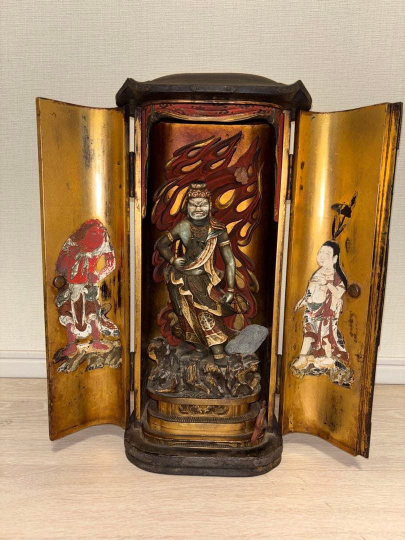 【希少】不動明王　仏像　厨子　室町時代