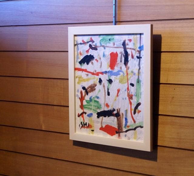 抽象画　　「彩-11」　色紙に油彩の抽象画