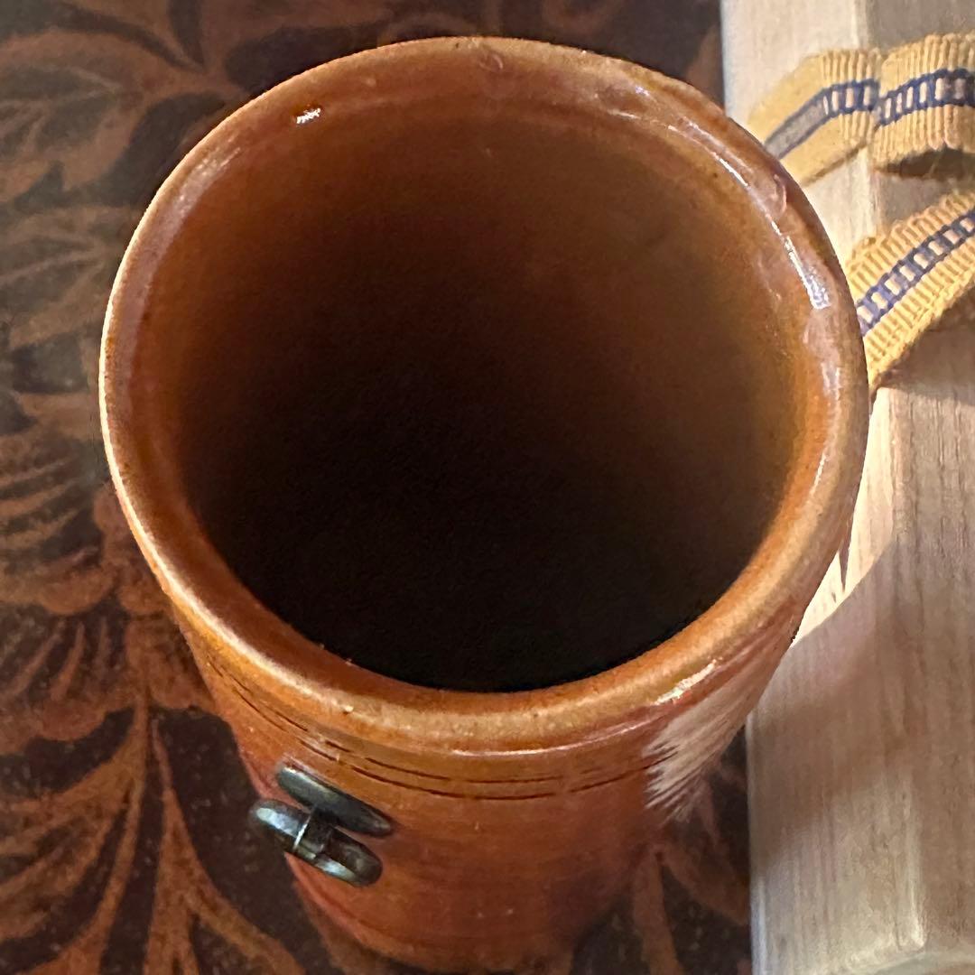 2155様感謝‼️KUTANI飴色人間国宝十代長左衛門未使用飴釉筒形掛花入桐箱