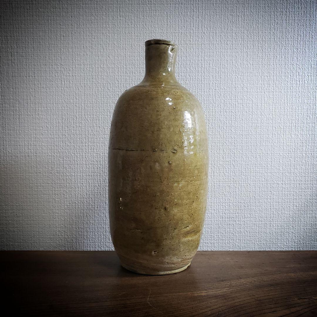 黄瀬戸　古瀬戸　徳利　訳あり　口縁欠け　江戸　明治