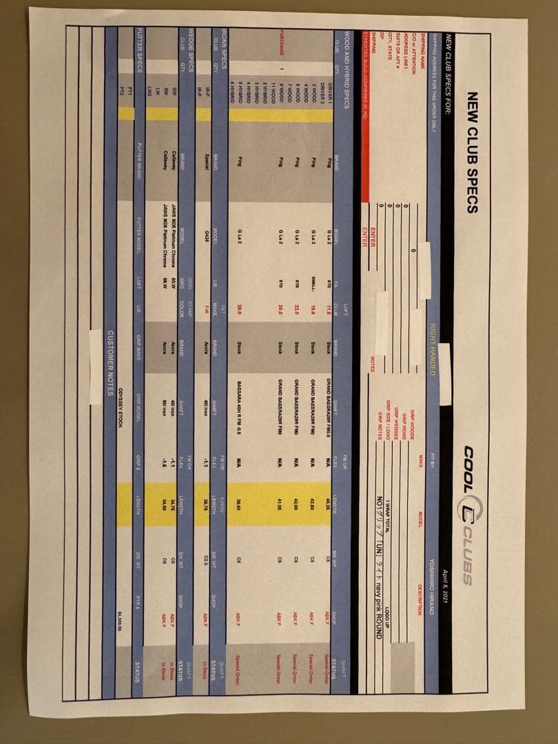 Ping GLe2 シャフト硬さR1クラブセットand JAWSウェッジ