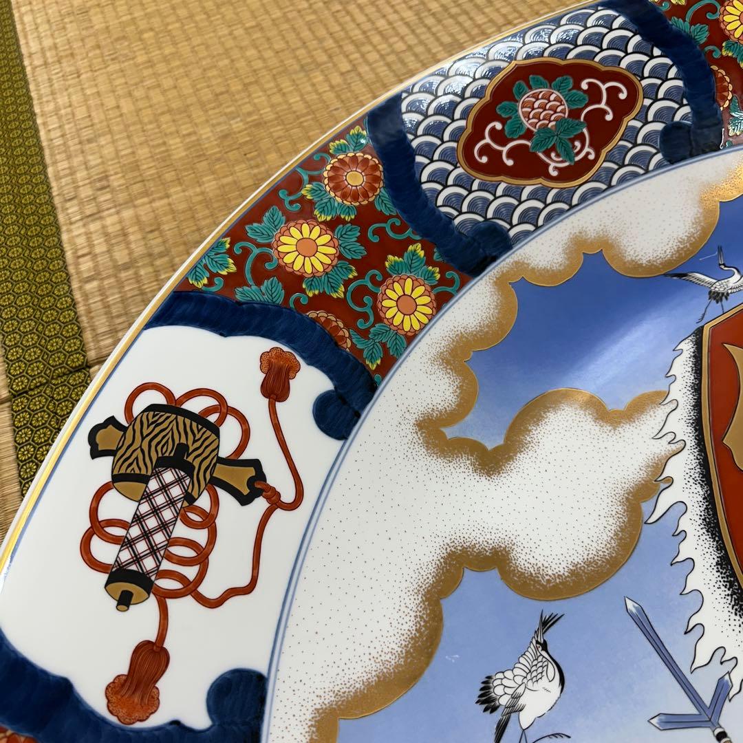 引き取り限定　神右衛門　染錦宝船絵　大皿　直径約98㎝　東な7-1220☆2F