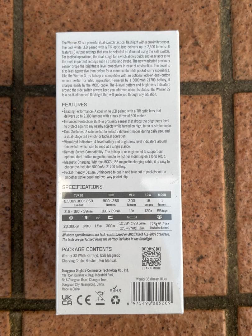 Olight Warrior 3S 懐中電灯 2300ルーメン エルフブルー