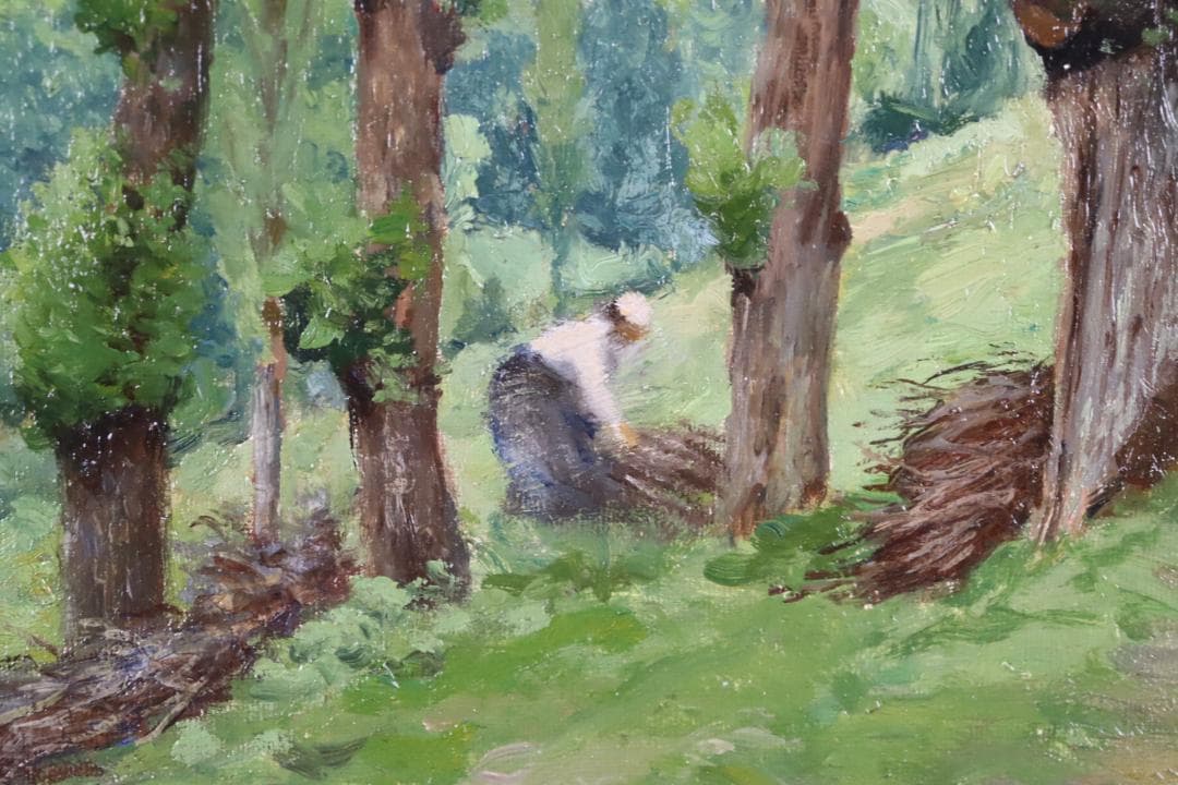 真作保証 19世紀古画 Charles-HenriQuinet 風景画油彩10号