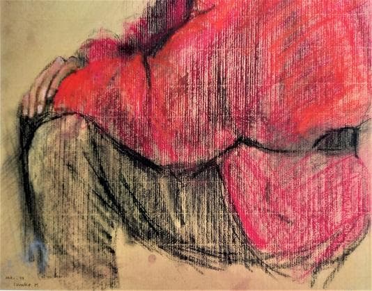 ハンガリー人の画家が描いたパステル画、サインがあるが読めません。М15号位の大作