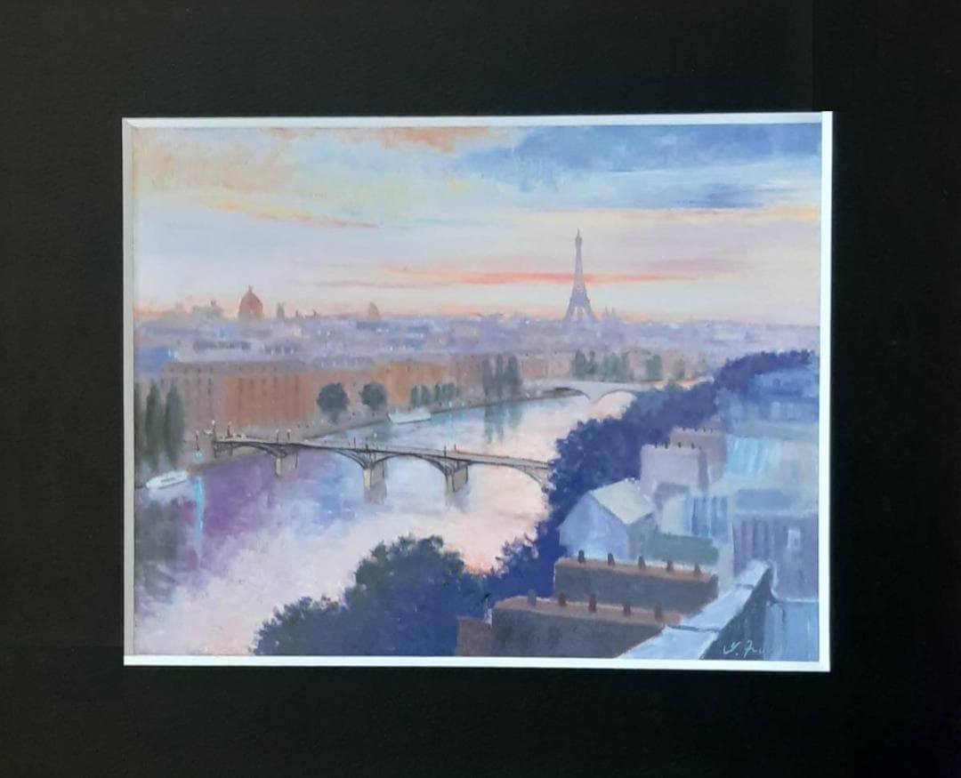 藤祥州、「黄昏のパリ」、希少画集の額装画、四季、風景、人気作品