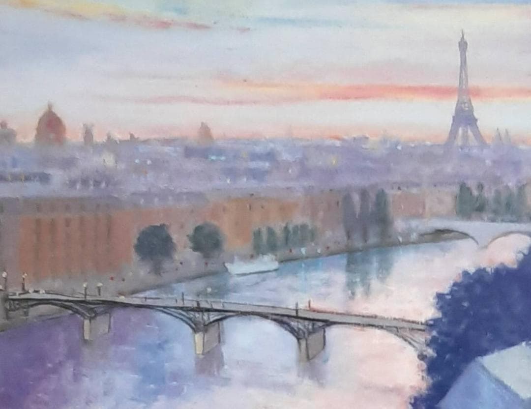 藤祥州、「黄昏のパリ」、希少画集の額装画、四季、風景、人気作品