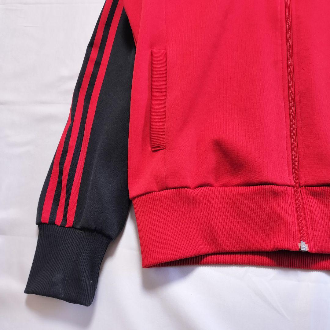 ★人気　アディダス　ジャージ　トラックジャケット　刺繍ロゴ　レッド×ブラックL