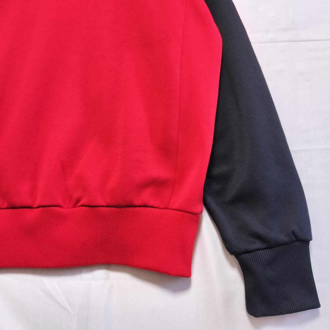★人気　アディダス　ジャージ　トラックジャケット　刺繍ロゴ　レッド×ブラックL