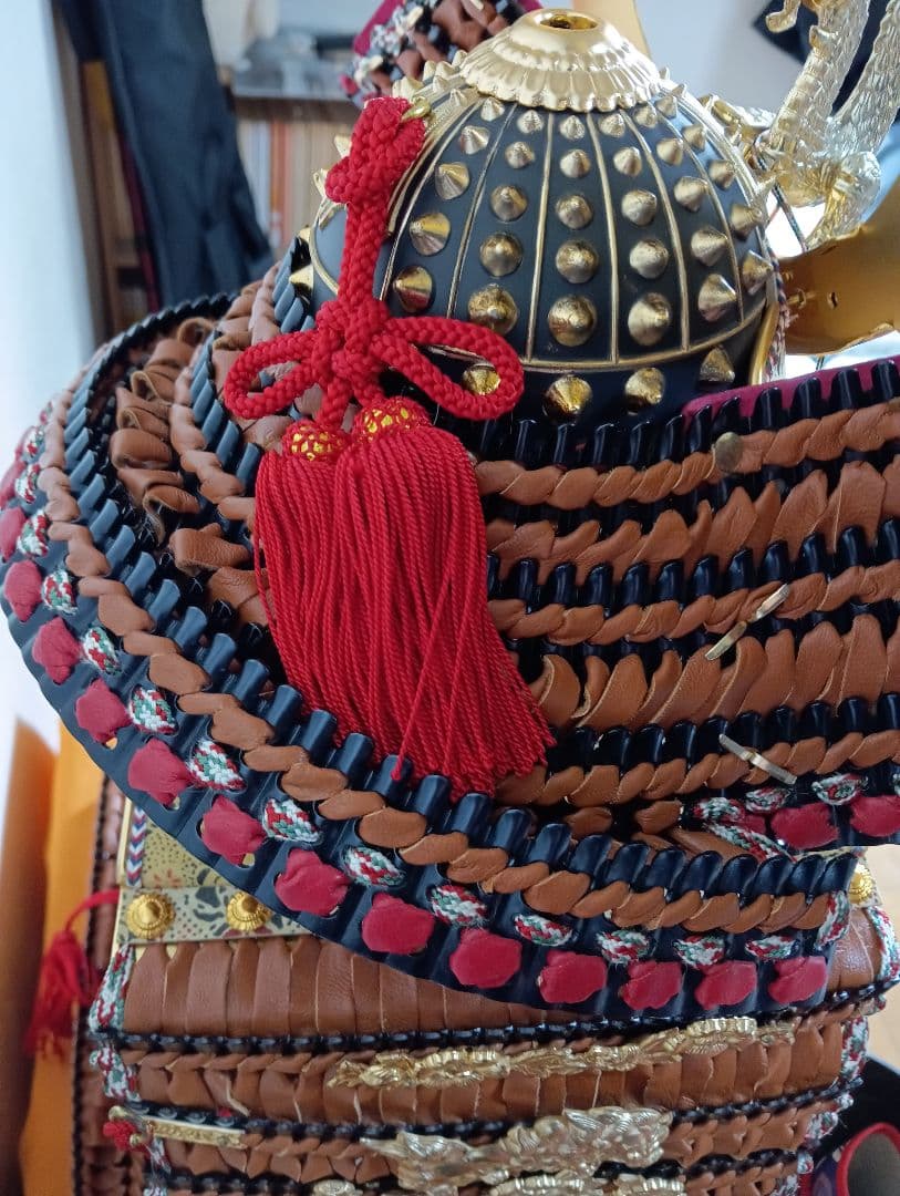 端午の節句大型サイズ全長９８センチサイズ鎌倉時代作風昭和後期鎧兜飾り置物