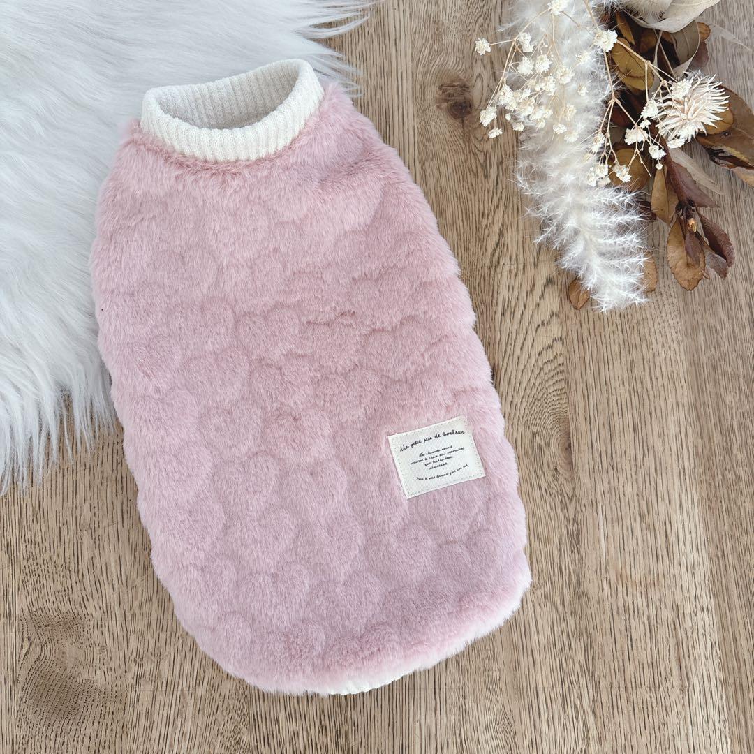 ハンドメイド　ハートカットラビットフェイクファータンクトップ　ピンク