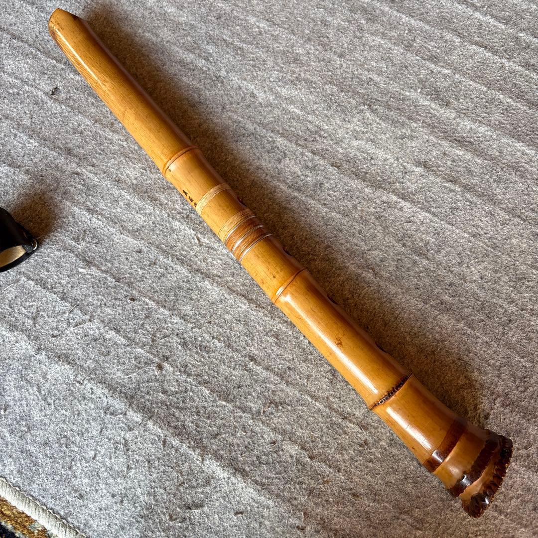 253⭐️尺八　一尺八寸管　真山銘三印歌口白金巻き