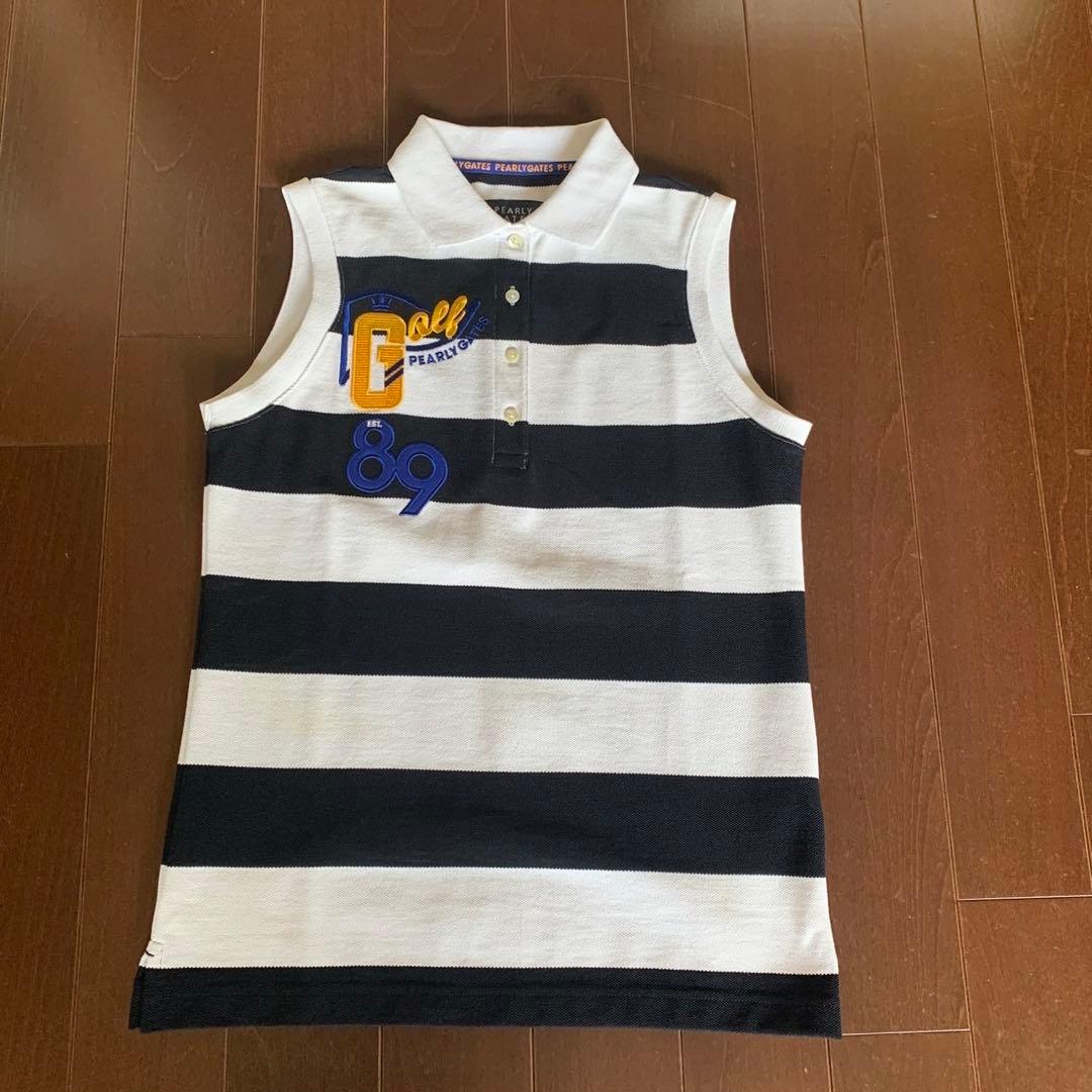 パーリーゲイツボーダーノースリーブポロシャツ