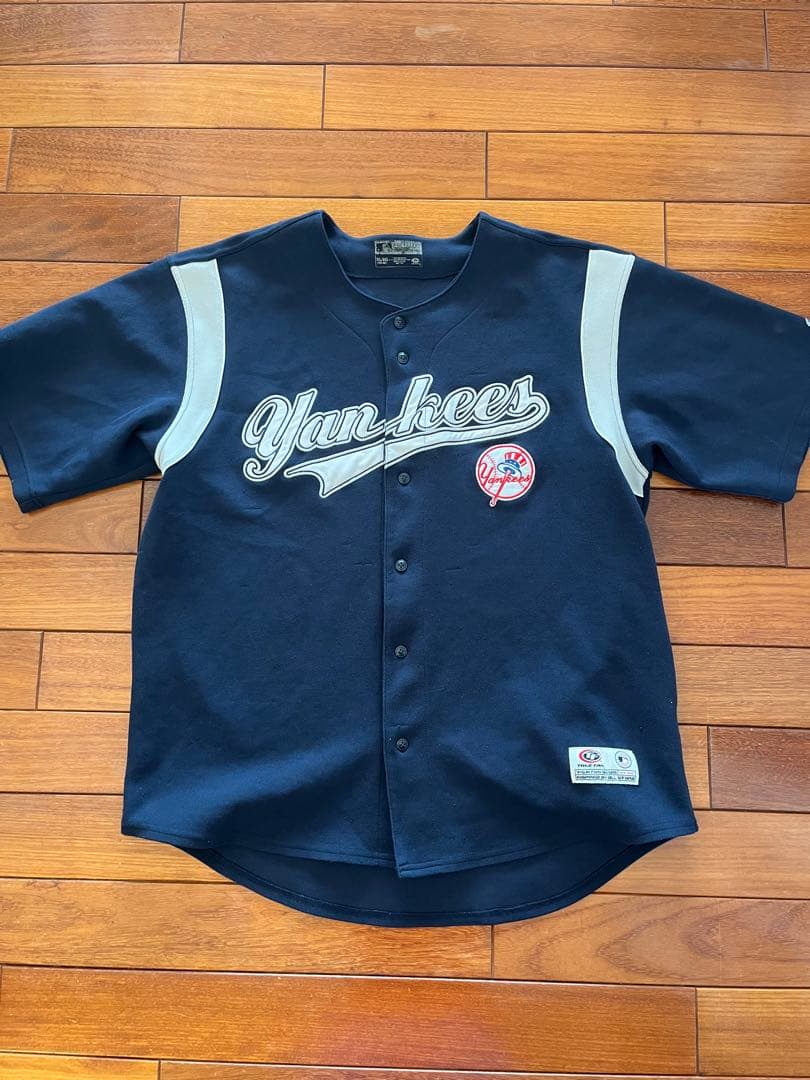 Yankees ボタンアップシャツ XL ネイビー