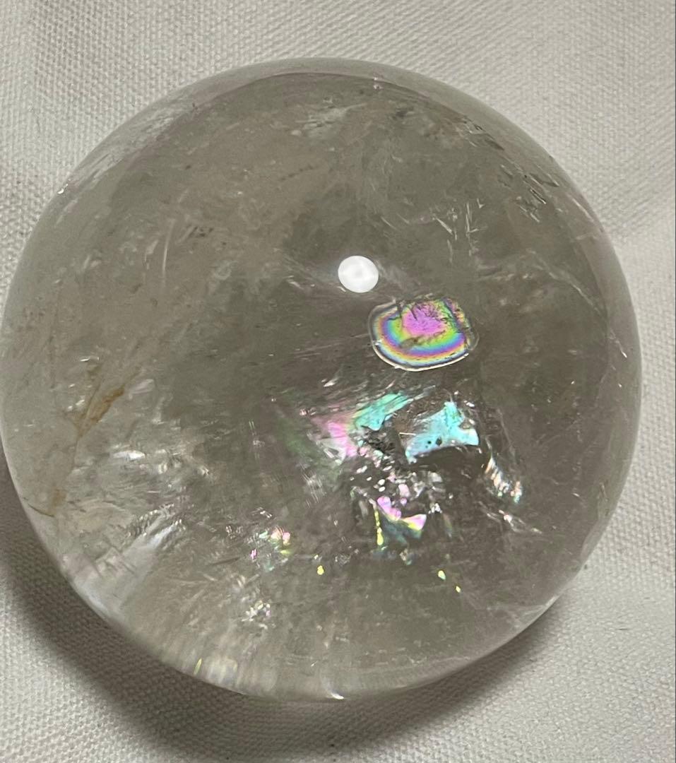 値下げ　大サイズ　虹入り水晶　スフィア（丸玉）　約8cm 790g