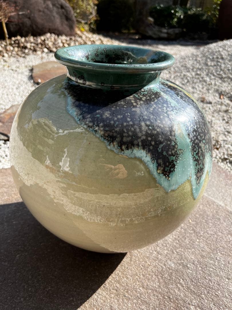 上野焼　壺　青柳不老園　アンティーク　木箱付