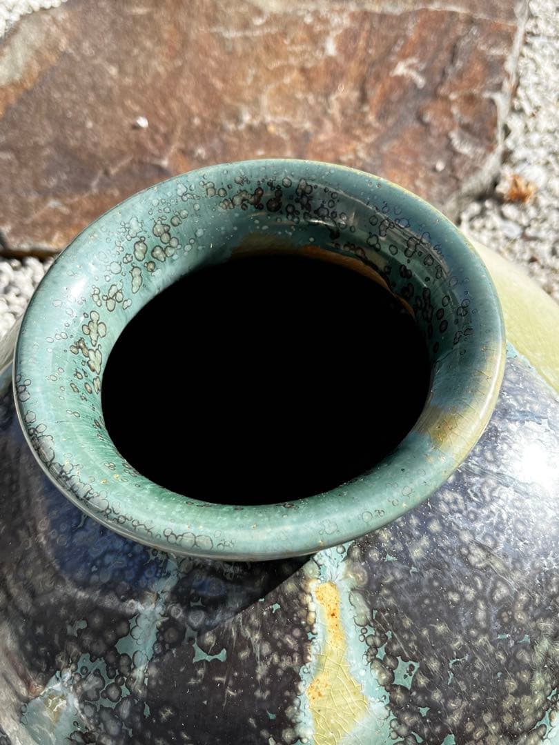 上野焼　壺　青柳不老園　アンティーク　木箱付