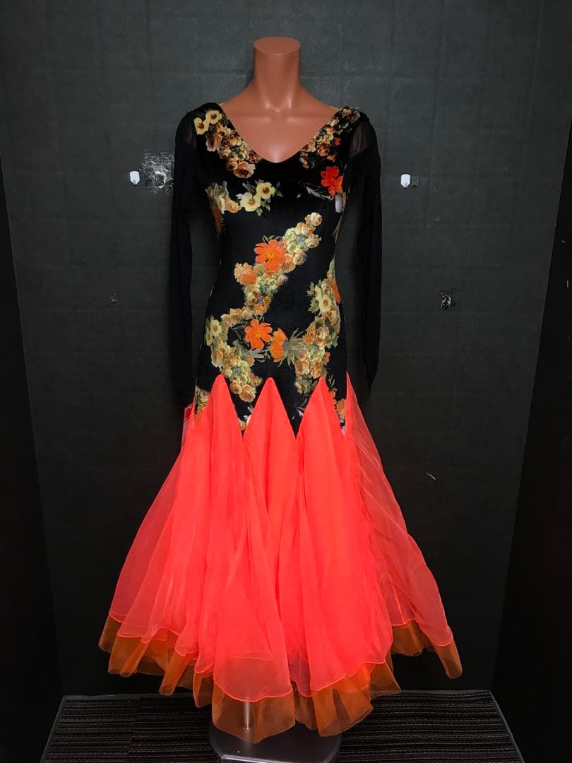 ベロア✖︎オレンジ準正装ワンピース3620