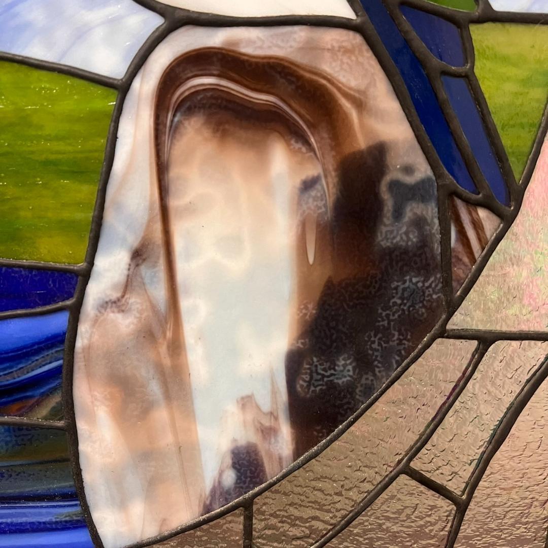 フォロー割　大型ヴィンテージ　ステンドグラス　アンティークパネル 82×83.5