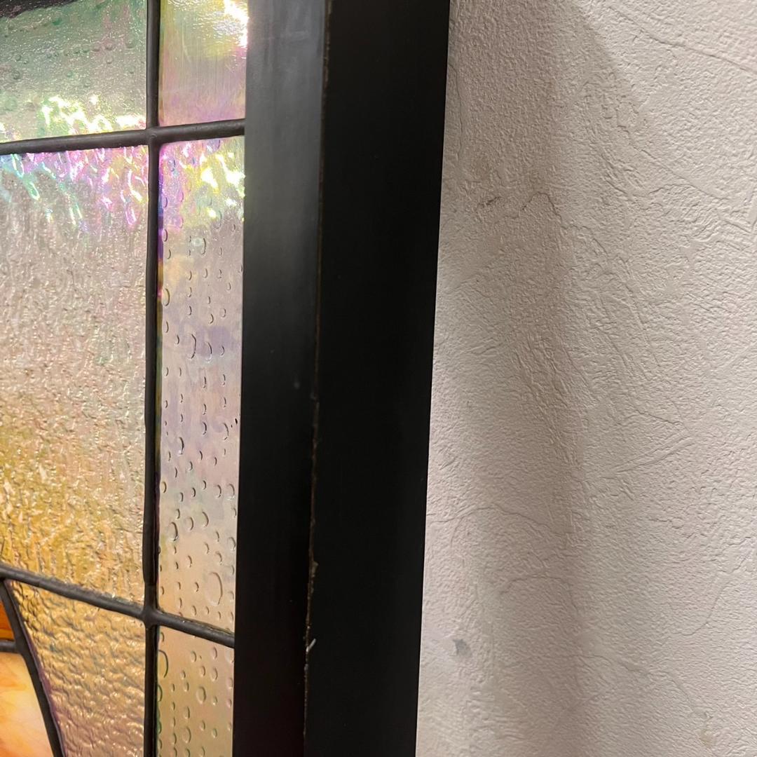フォロー割　大型ヴィンテージ　ステンドグラス　アンティークパネル 82×83.5