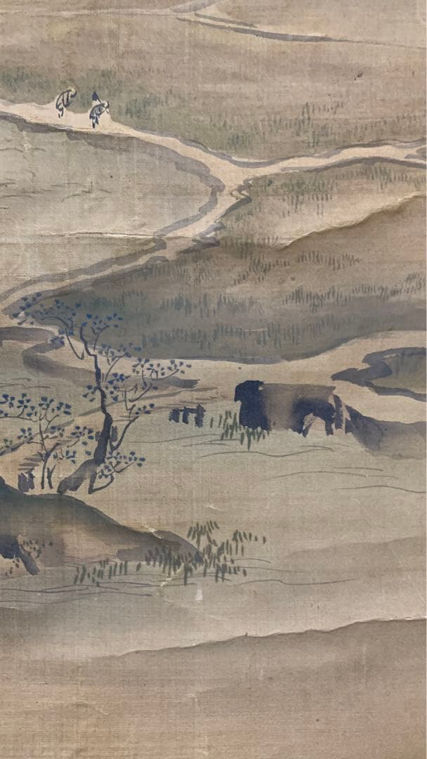 ②④ 中国？山水風景水墨画掛軸　署名捺印有り　作者不明　江戸時代？