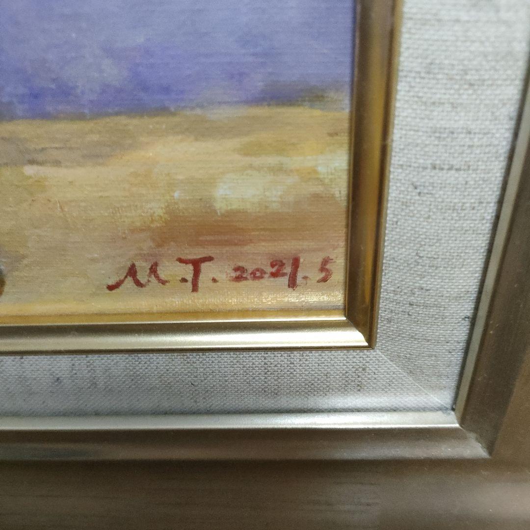 真作油絵 一水会準会員 豊田満春「静物（椿）」F3号 銀色豪華額装 2021年作