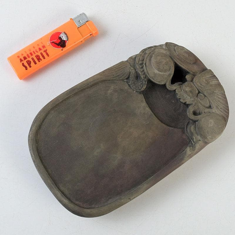 中国　書道具　雲龍彫　端渓硯　C　9401