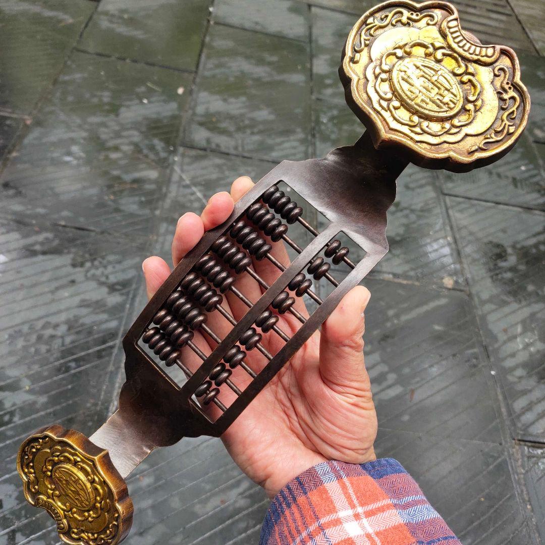 紫銅のめでたいそろばんです 装飾品 工芸品美術品 置物