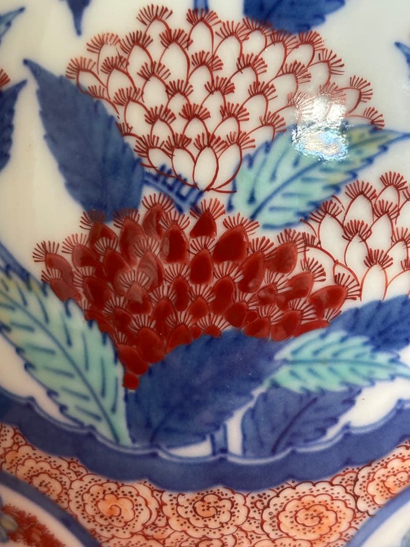 人間国宝十三代今泉今右衛門作色鍋島江戸期名品文様桜牡丹藤袴文瓶　検最上位作品